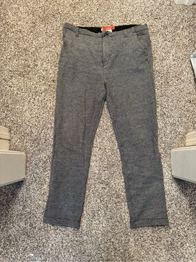 Cartonnier Gray Herringbone Straight-Leg Pants